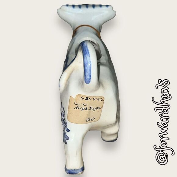 Blue & White Windmill Delft Cow Creamer with Bell - Picture 5 of 11